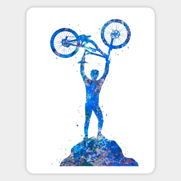 Downhill mountain bike blue Magnet by Yahya Art